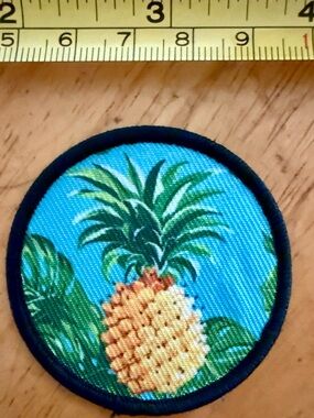 Pineapple Tropical Embroidered Patch - Blue & Green